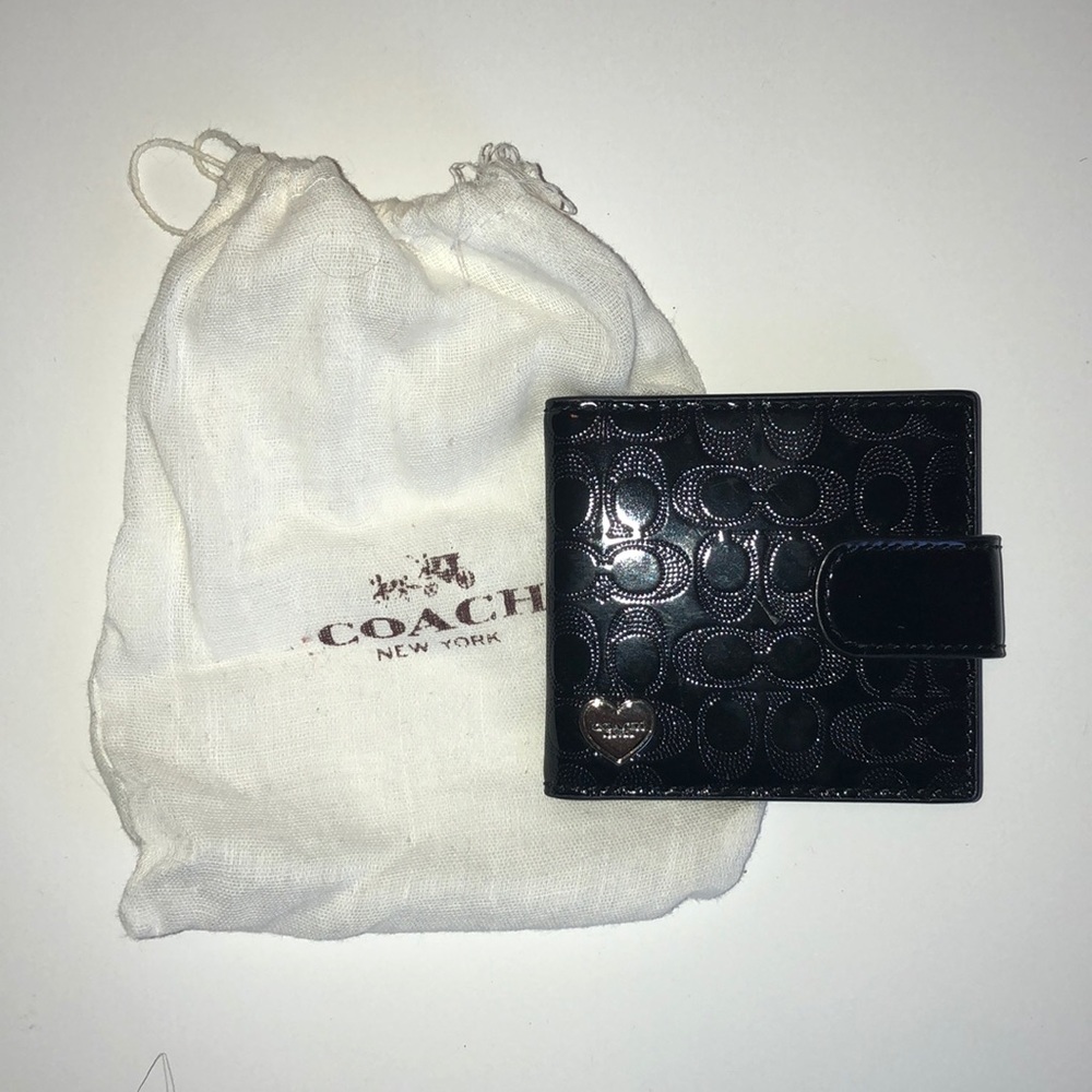 Coach compact mirror with logo embossed